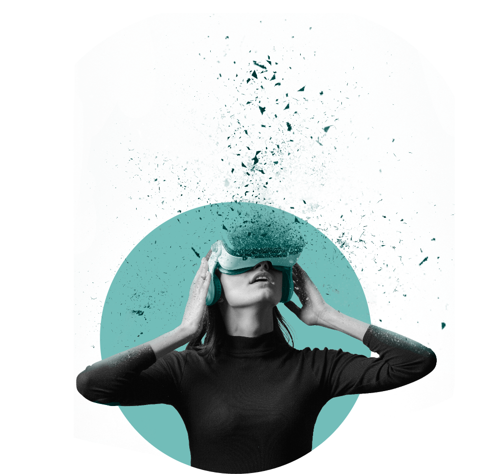 Persona con visor de realidad virtual